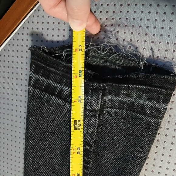 Old Navy High Rise Slouchy Straight Black Denim Jeans Size 14 Button Fly Grunge - Picture 4 of 13